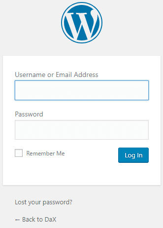 WordPress login screen