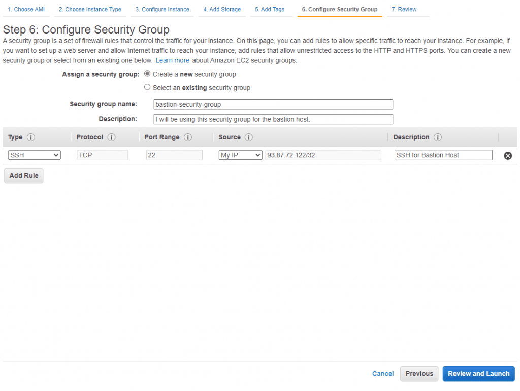 creating security group