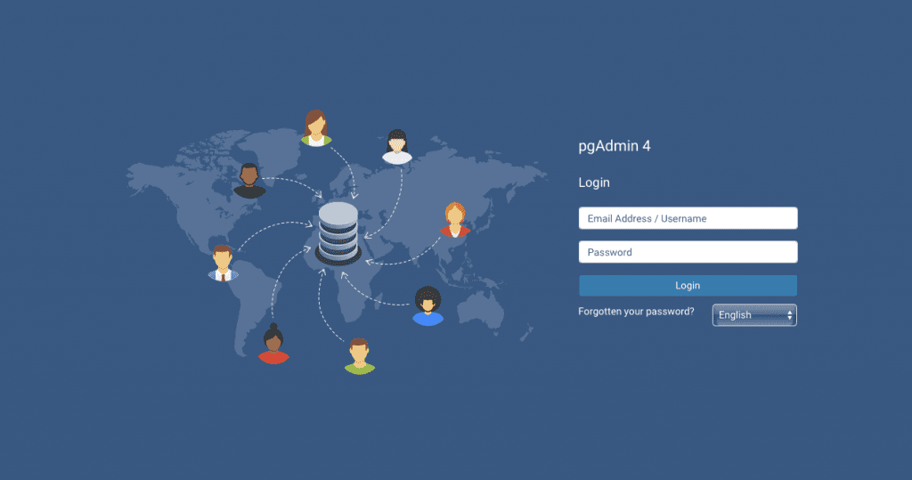 pgAdmin login screen